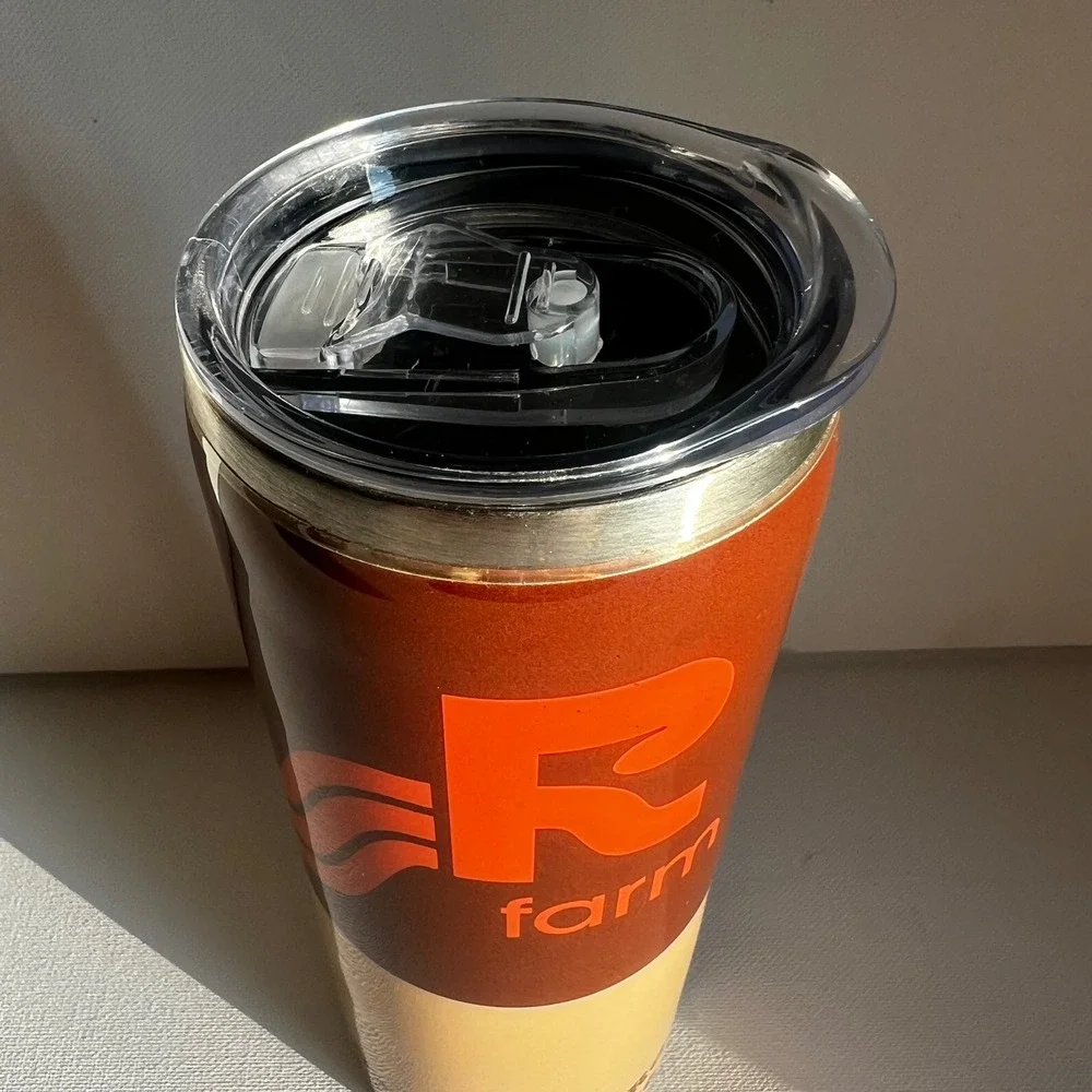 R Farm Orient Ohio Stainless Steel Insulated Travel Tumbler Brown Tan 8 Inch